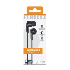 In-ear - STREETZ In-ear Bluetooth hörlurar med mikrofon och media/svarsknappar, svart