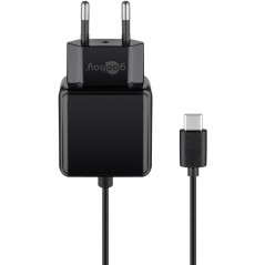 Universal 15W USB-C väggladdare med 1.5m kabel, svart