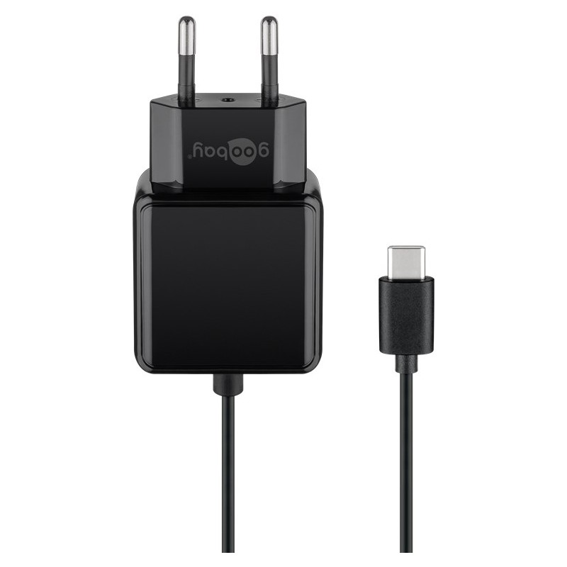 Phone Wall charger - Universal 15W USB-C väggladdare med 1.5m kabel, svart