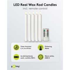 LED-ljus - Set med 5st dimbara vita LED-ljus med äkta vax samt fjärrkontroll