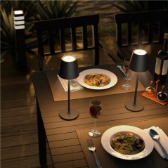 Outdoor Lamps - Laddningsbar varmvit bordslampa för inom- och utomhusbruk, dimbar (svart/vit)