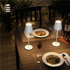 Outdoor Lamps - Laddningsbar varmvit bordslampa för inom- och utomhusbruk, dimbar (svart/vit)
