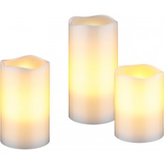 LED-ljus - Set med 3 LED-ljus med äkta vax och realistisk låga