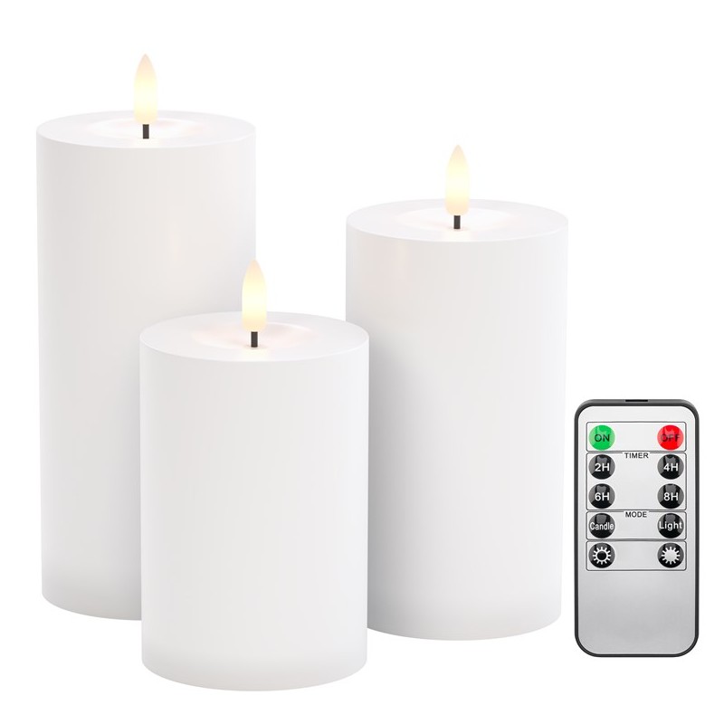 LED-ljus - Set med 3 LED-ljus med realistisk låga för inom- och utomhusbruk