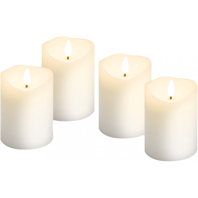 LED-ljus - Set med 4 LED-ljus med äkta vax och realistisk låga H x Ø: 10 x 7.5 cm
