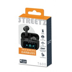 Wireless - Streetz T600 True Wireless In-Ear headset med aktiv brusreducering, touchscreen