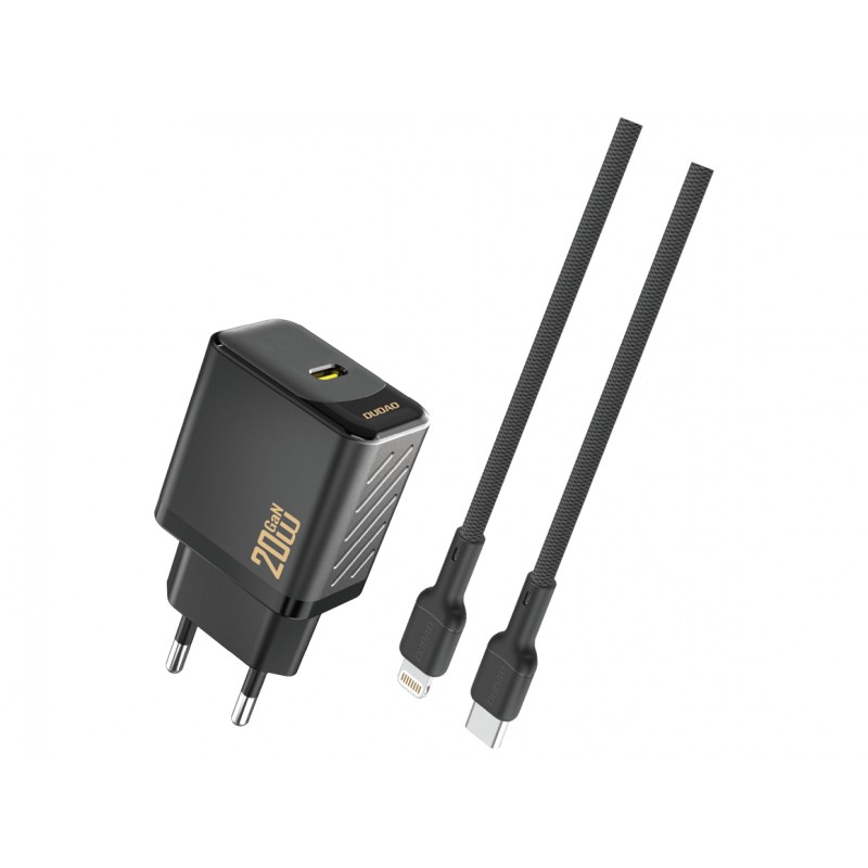 Phone Wall charger - Dudao 20 Watt AC-adapter väggladdare med USB-C samt 1 meters Lightning-kabel (svart)