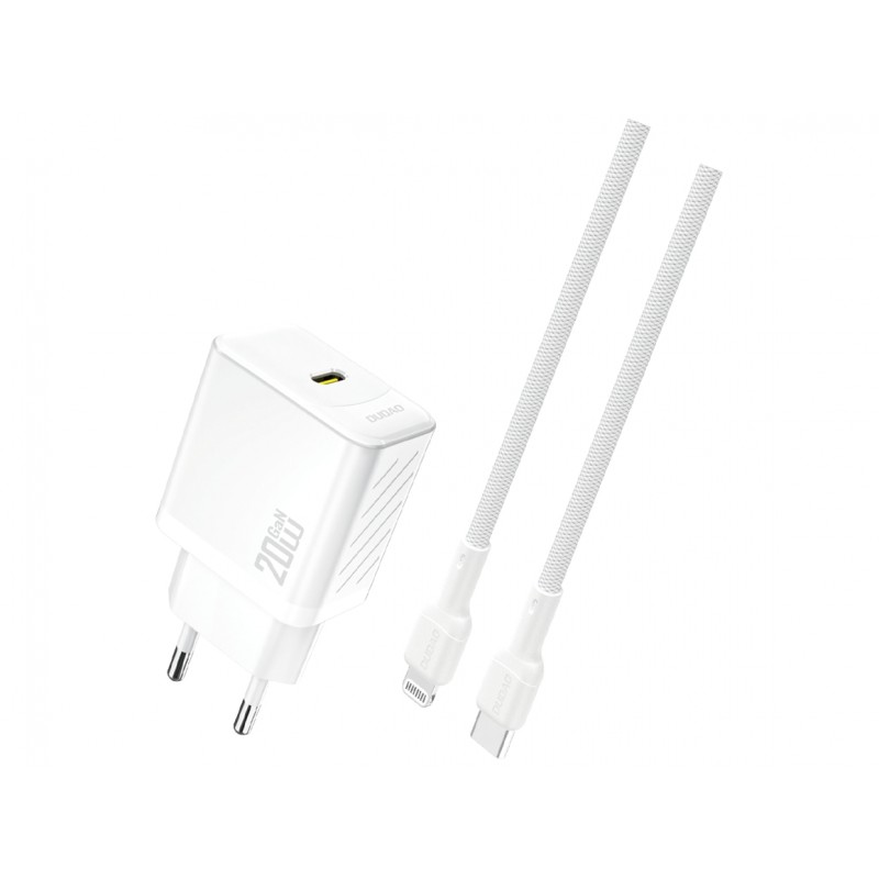 Phone Wall charger - Dudao 20 Watt AC-adapter väggladdare med USB-C samt 1 meters Lightning-kabel (vit)