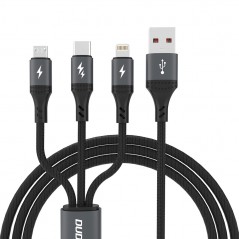 Dudao laddkabel 3-i-1 USB till USB-C, Lightning och microUSB 66W