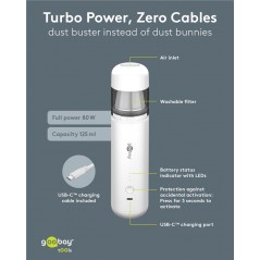 Goobay batteridriven minidammsugare och dammblåsare 80W