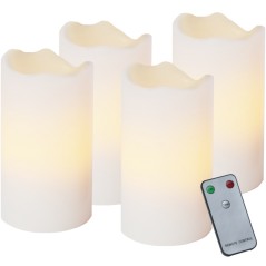 4-pack LED-ljus 10 cm med äkta vax och realistisk låga