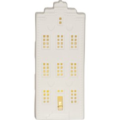 Vitt keramiskt hus 21 cm med belysning juldekoration