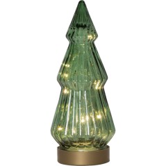 Julgran i glas 24 cm med belysning juldekoration