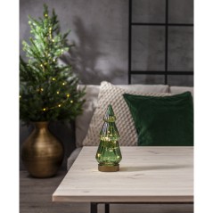 Julgran i glas 24 cm med belysning juldekoration