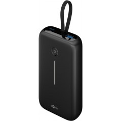 Goobay powerbank 20000 mAh 30W med inbyggd USB-C-kabel och 1x USB-C, 1x USB
