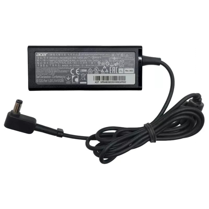 Laptop charger - Acer datorladdare 45W med 5.5 mm x 1.7 mm kontakt med strömkabel (beg)