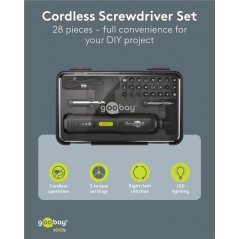 Drilling machine & Screw driver - Goobay batteridriven skruvdragare med 24 bits