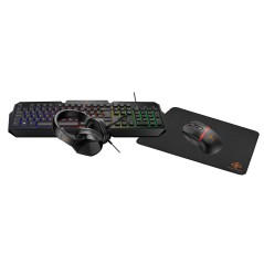Package Gaming Keyboard & Mouse - Deltaco 4-i-1 gamingset med tangentbord, headset, mus & musmatta