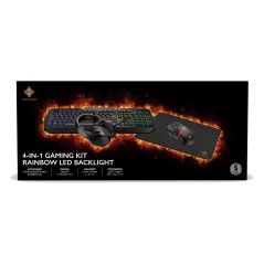 Package Gaming Keyboard & Mouse - Deltaco 4-i-1 gamingset med tangentbord, headset, mus & musmatta