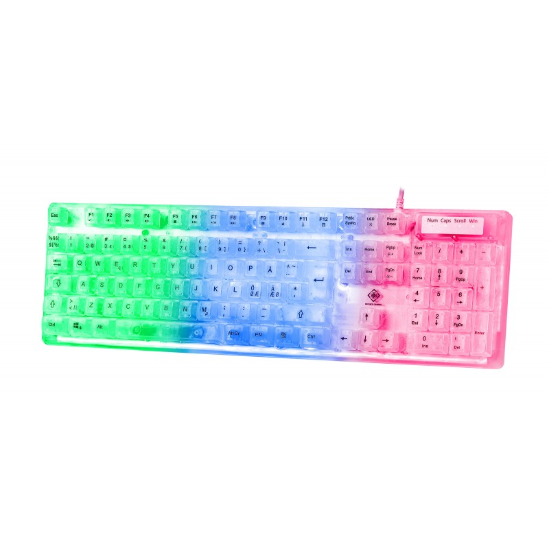 Backlit Gaming Keyboards - Deltaco genomskinligt gamingtangentbord med flerfärgad bakbelysning