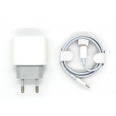 USB-C AC-adapter väggladdare 20W med 1 meters USB-C till Lightning-kabel