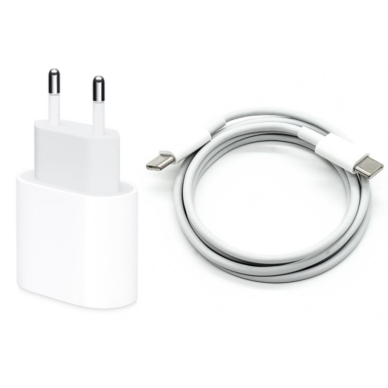 Phone Wall charger - USB-C AC-adapter väggladdare 20W med 1 meters USB-C till USB-C-kabel
