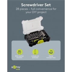 Screwdriver & kit - Goobay skruvmejselset och bitsset med 26 delar