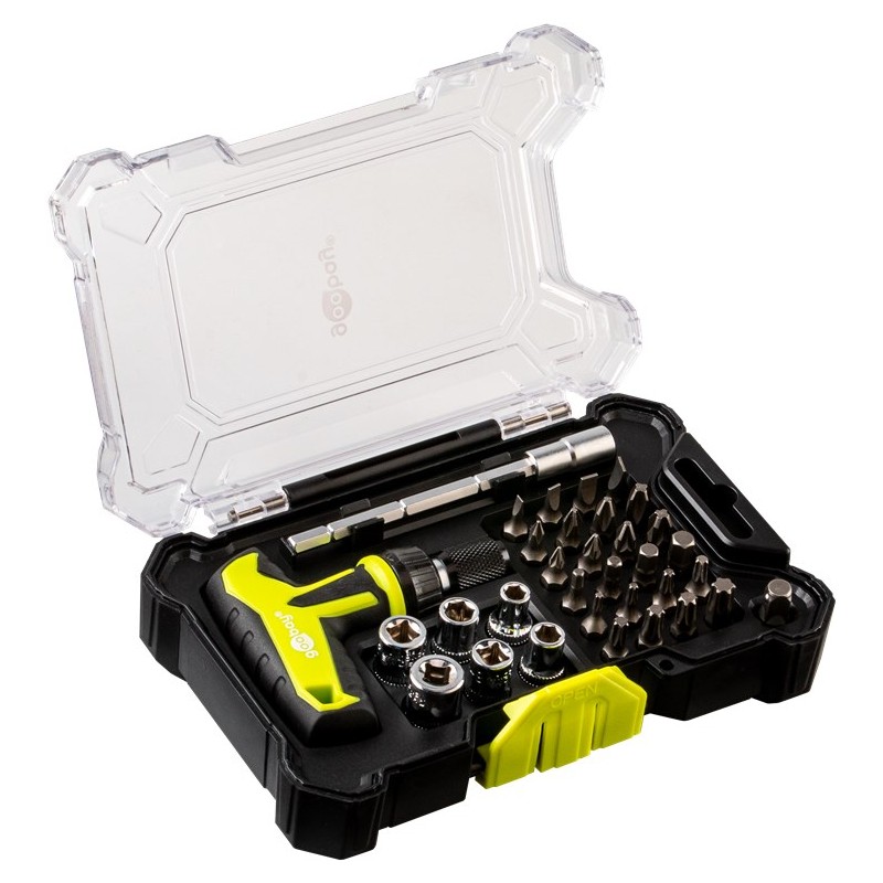 Screwdriver & kit - Goobay ergonomiskt skruvmejselset och bitsset med 30 delar
