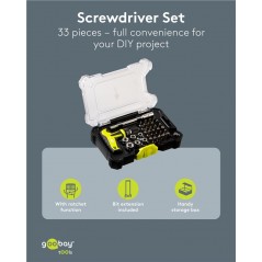 Screwdriver & kit - Goobay ergonomiskt skruvmejselset och bitsset med 30 delar