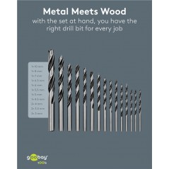 Drilling machine & Screw driver - Goobay borrset med 15 delar för trä