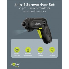 Drilling machine & Screw driver - Goobay batteridriven skruvdragare 4-i-1 med 28 bits