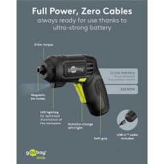 Drilling machine & Screw driver - Goobay batteridriven skruvdragare 4-i-1 med 28 bits
