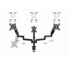 VESA mount for monitor - Gembird justerbart skrivbordsfäste VESA för tre datorskärmar 17-27"