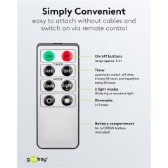 Julsaker och julpynt - Goobay trådlös julgransbelysning med 10 LED-ljus och fjärrkontroll