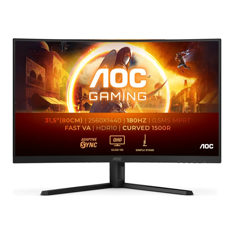Computer monitor 25" or larger - AOC CQ32G4VE 32" 2560 x 1440 välvd gamingskärm med 180 Hz och VA-panel