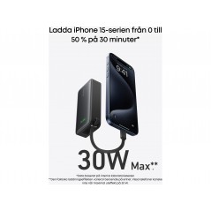 Portable Batteries - Anker powerbank 10 000 mAh 30W med inbyggd USB-C-kabel och 1x USB-C 1x USB-A