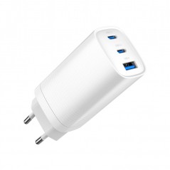Phone Wall charger - Gembird 65 Watt GaN AC-adapter väggladdare med 2x USB-C och 1x USB