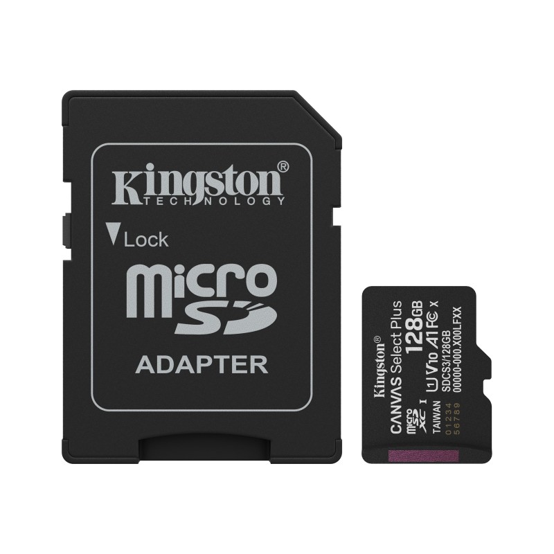 Memorycard - Kingston Canvas Select Plus 128GB microSDXC UHS-I (Class 10) 100MB/s inkl. adapter