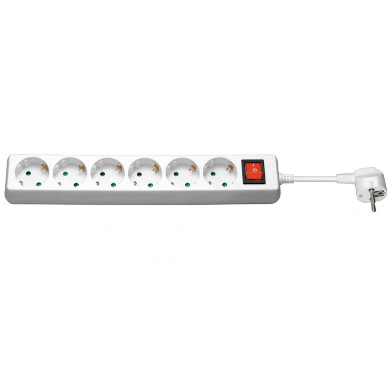 Junction box - Grenuttag med 6 jordade uttag och strömbrytare