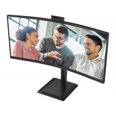 Computer monitor 25" or larger - AOC CU34E4CW 34" Välvd ultrabred skärm med USB-C PD 90W KVM-switch och webcam