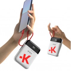Portable Batteries - Skross powerbank 10 000 mAh 20W PD med inbyggd USB-C-kabel