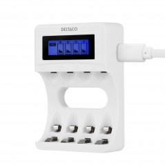 Battery & Battery testers - Deltaco USB-driven batteriladdare (4-6h) inklusive 4x AAA-batterier
