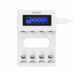 Battery & Battery testers - Deltaco USB-driven batteriladdare (4-6h) inklusive 4x AAA-batterier