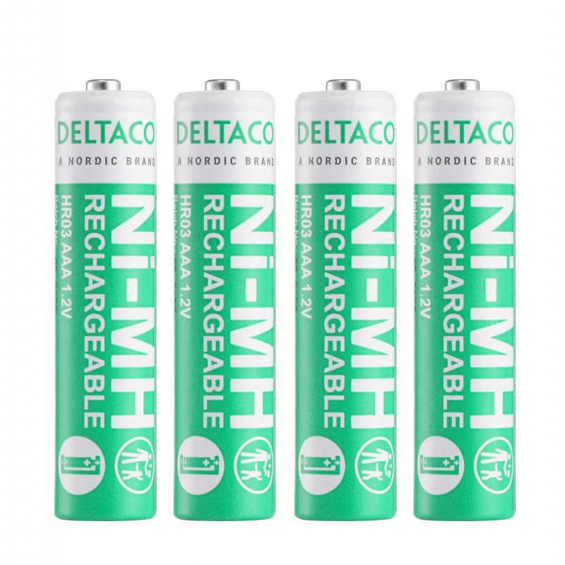 Battery & Battery testers - Deltaco uppladdningsbara AAA-batterier (1000 mAh) i 4-pack
