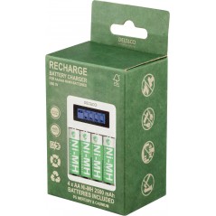 Battery & Battery testers - Deltaco USB-driven batteriladdare (4-6h) inklusive 4x AA-batterier
