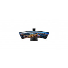 Used computer monitors - Philips 34" välvd skärm 3440x1440 med KVM, USB-C-dockning och 90W PD (beg med repor)