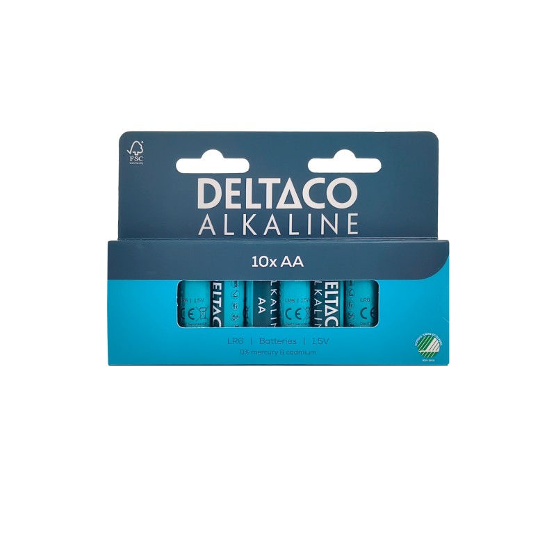 Battery & Battery testers - Deltaco alkaliska AA-batterier LR6 1.5V i 10-pack