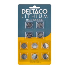 Deltaco CR2032 litiumbatteri 10-pack knappcellsbatterier