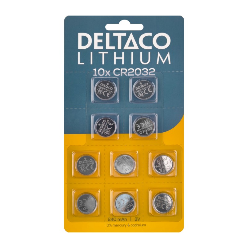 Battery & Battery testers - Deltaco CR2032 litiumbatteri 10-pack knappcellsbatterier