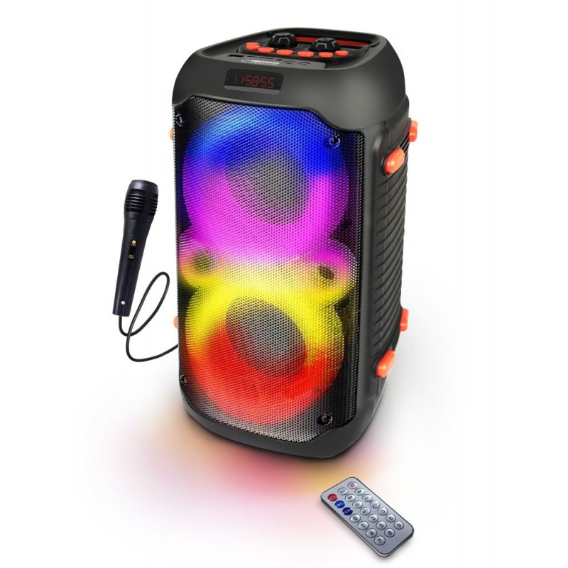 Muut kaupat metsästäjät - Esperanza trådlös högtalare med RGB-belysning och mikrofon för karaoke (fyndvara)